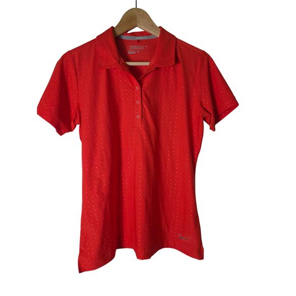 NIKE GOLF Orange Red Active Sporty Golf Textured Polo Top Shirt SZ M - Picture 1 of 8